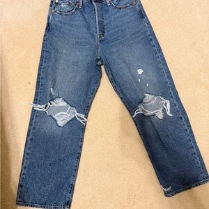 Levi's Blue Distressed Women's Straight Leg Jeans